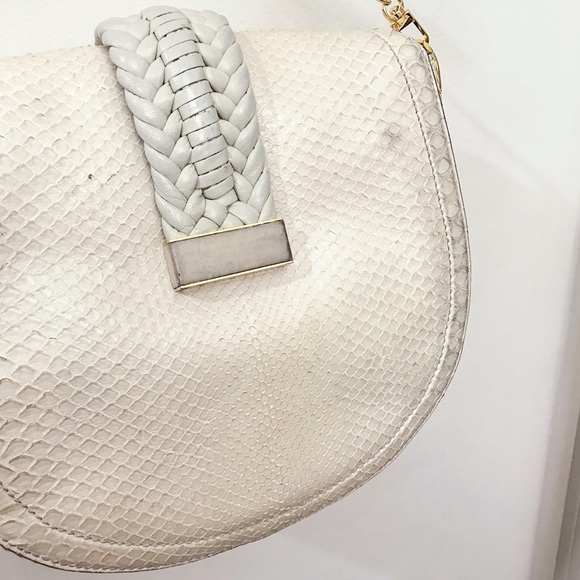ALTUZARRA Ghianda Cream Ivory Exotic Python Snakeskin Braided Leather Bag - Picture 11 of 12